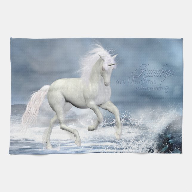White Unicorn Kitchen Towel (Horizontal)