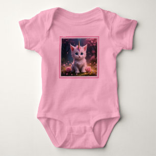 White Unicorn Kitten Acrylic Art, Baby Bodysuit
