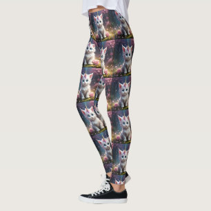 White Unicorn Kitten Acrylic Art, Leggings