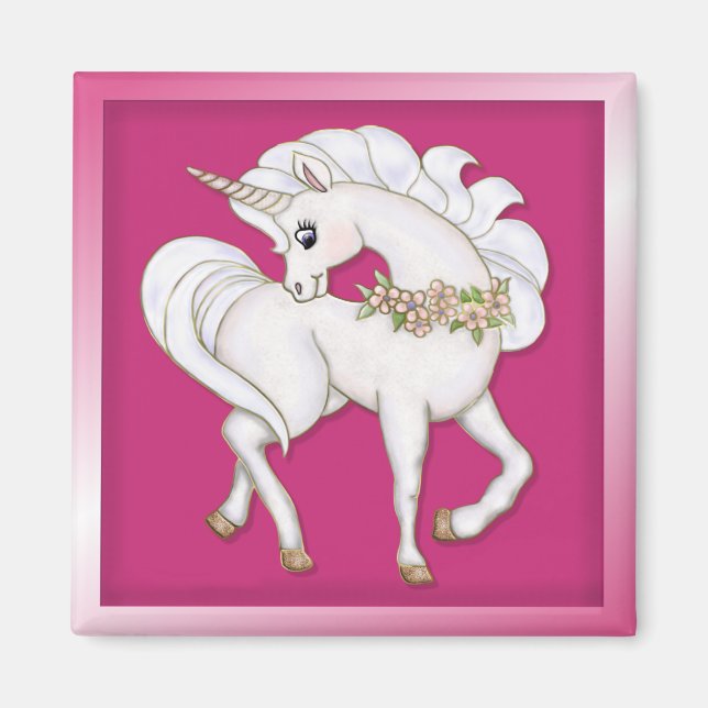 White Unicorn Magnet (Front)