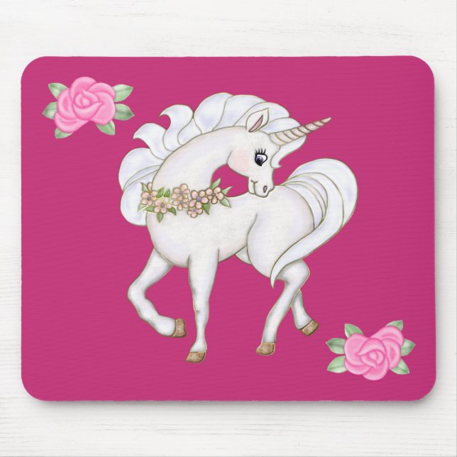 White Unicorn Mouse Mat (Front)