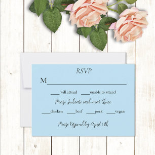 White Unicorn Pink Flowers Blue RSVP Card