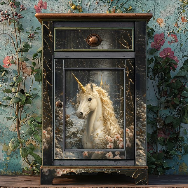 White Unicorn Pink Orchids Winter Fairytale Horse Tissue Paper (Creator Uploaded)