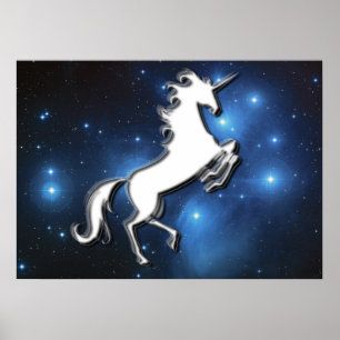 White unicorn poster