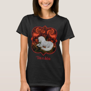 White Unicorn Red Fractal Fantasy Horse Art T-Shirt