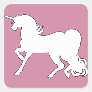 White Unicorn Silhouette Square Sticker