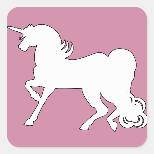 White Unicorn Silhouette Square Sticker (Front)