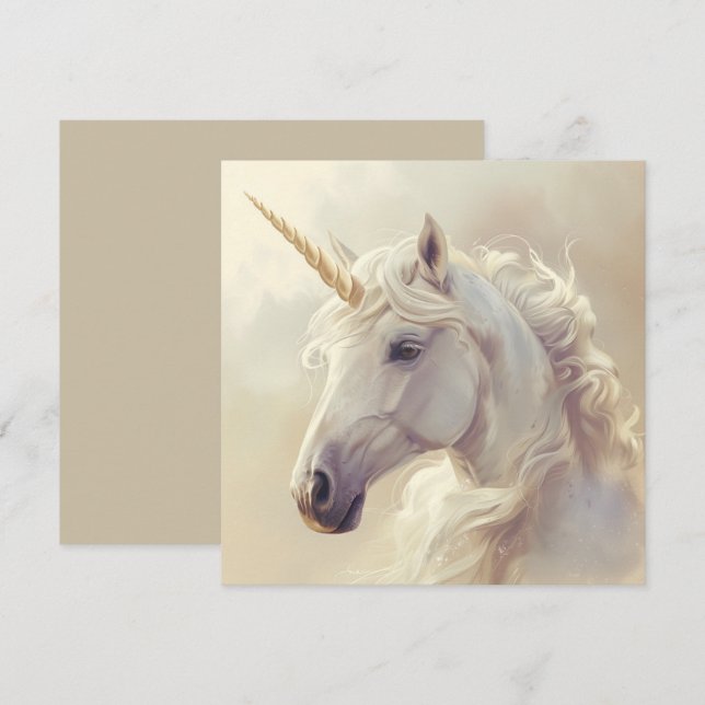 White Unicorn Sparkle Wenscard Holiday Card (Front/Back)