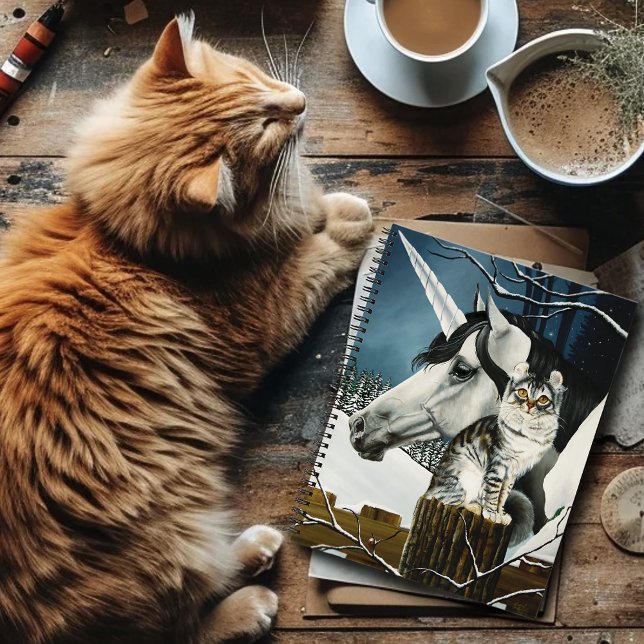 White Unicorn Tabby Cat Fantasy Notebook (Creator Uploaded)