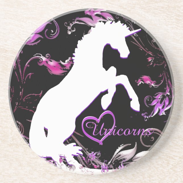 White Unicorn V (Colorful Splash) Coaster (Front)