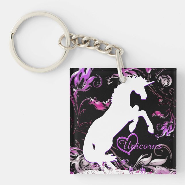 White Unicorn V (Colourful Splash) Key Ring (Front)