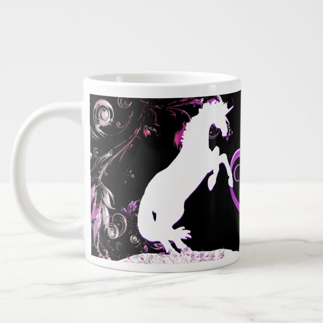 White Unicorn V (Colourful Splash) Large Coffee Mug (Left)