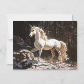 White Unicorn Vintage Style Painting Postcard