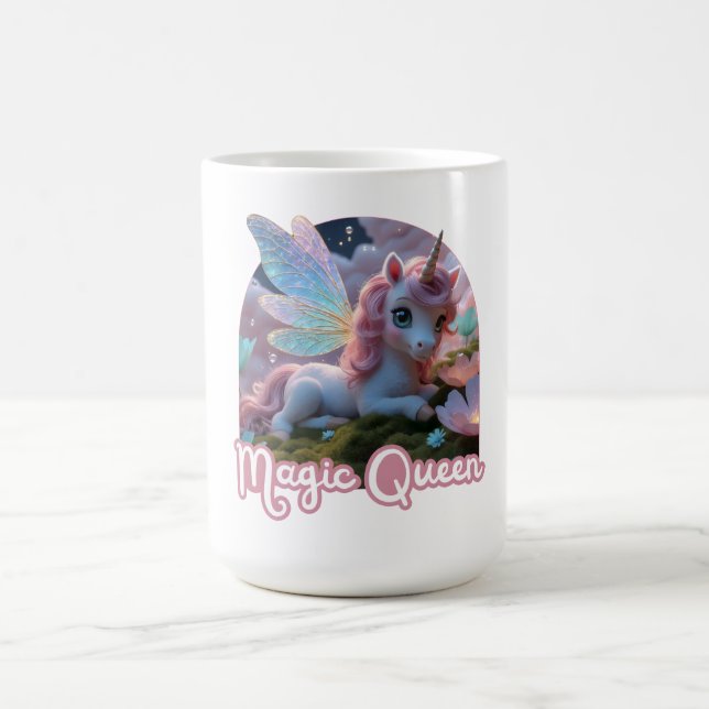 White unicorn with wings - Magic Queen Coffee Mug (Center)