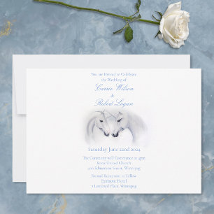 White Unicorns Love Couple Invitation