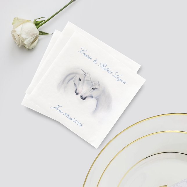White Unicorns Love Couple Napkin (Creator Uploaded)