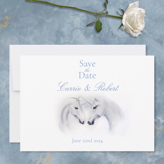 White Unicorns Love Couple Save The Date (Creator Uploaded)