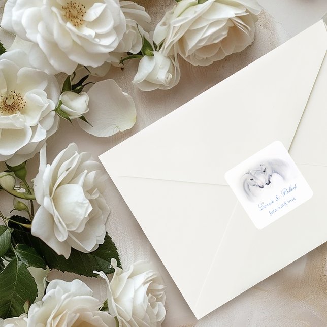 White Unicorns Love Couple Square Sticker (Creator Uploaded)