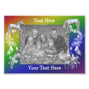 White Unicorns Rainbow Colours Photo Frame