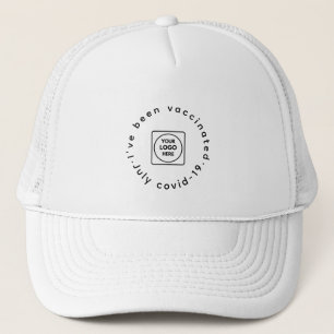 White Vaccinated Staff Hat Custom Business Logo