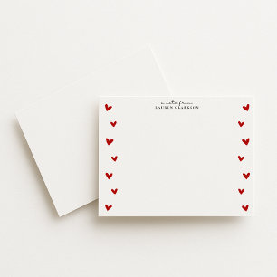 White Valentine Heart Border Note Card