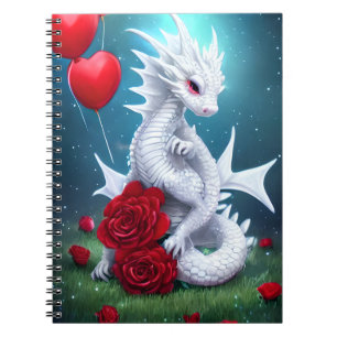 White Valentine Love Dragon Notebook