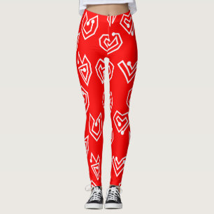 White Valentine's Mazes  Leggings
