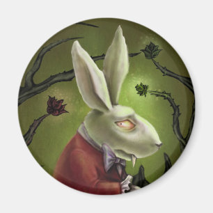White Vampire Rabbit Magnet