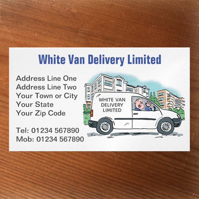 White Van Man with Name on Company Van Magnetic Business Card (Creator Uploaded)
