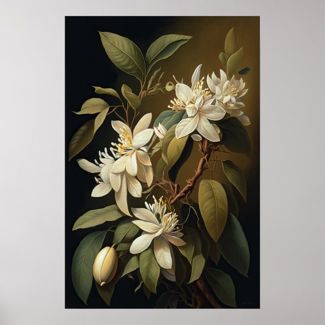 White Vanilla Flowers Art Print Poster (Front)