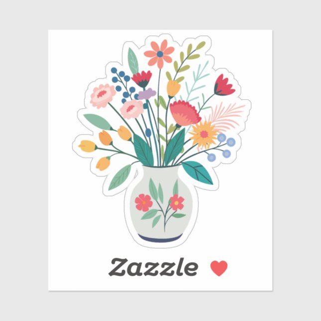 White Vase of Whimsical Wildflowers (Sheet)