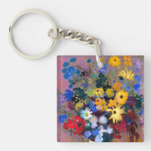 White Vase with Flowers Odilon Redon Key Ring