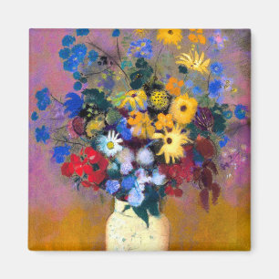 White Vase with Flowers Odilon Redon Magnet