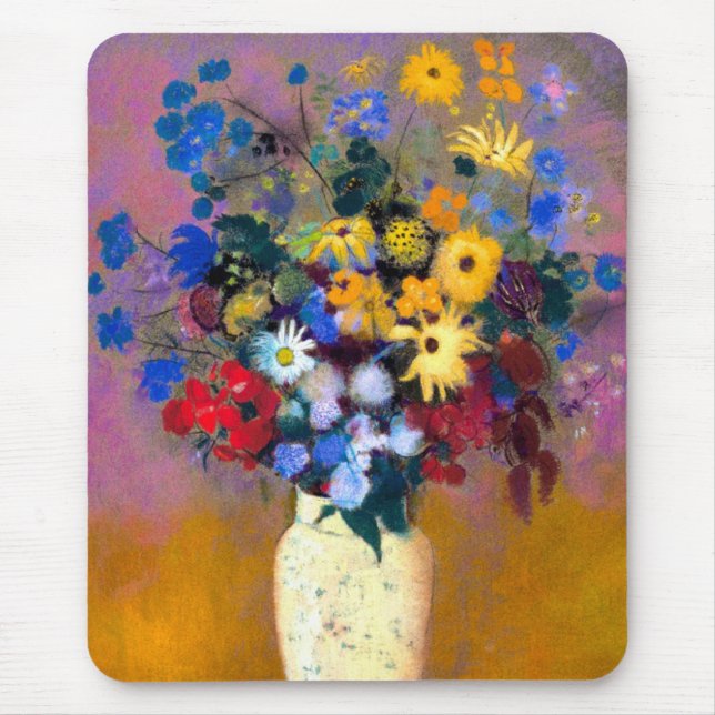 White Vase with Flowers Odilon Redon Mouse Mat (Front)
