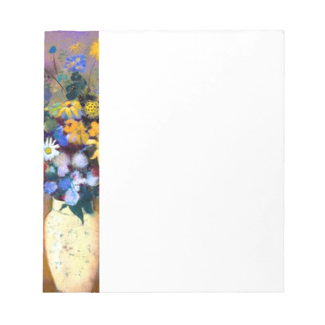 White Vase with Flowers Odilon Redon Notepad (Front)
