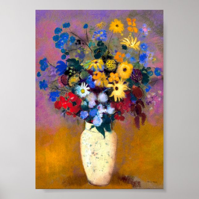 White Vase with Flowers Odilon Redon Poster (Front)