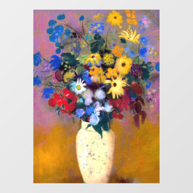 White Vase with Flowers Odilon Redon Window Cling (Sheet)
