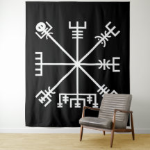 White Vegvisir Sigil on Black