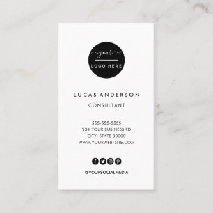 White vertical custom logo modern professional bus business card