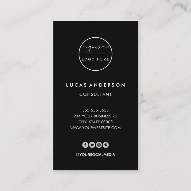 White vertical custom logo modern professional bus business card (Front)