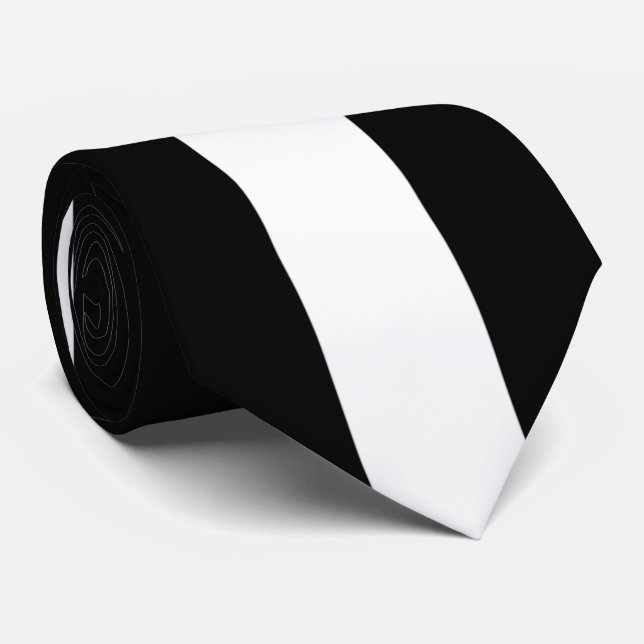 White Vertical Stripe on Black Tie (Rolled)