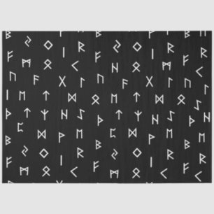 White Viking Runes on Black Background Tissue Paper
