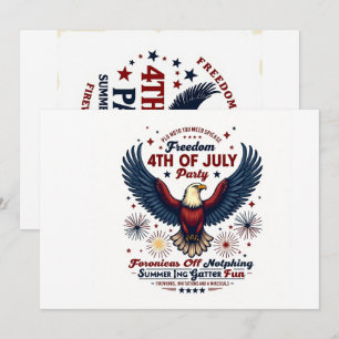 White Vintage 4th of July Invitation – Retro Eagle