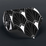 White Vintage Art Deco Pattern on Dark Grey Tie<br><div class="desc">This white vintage Art Deco pattern over a black background is an elegant tie you can wear to the office or out to an elegant dinner. The black background colour is a changeable colour to match your colours.</div>