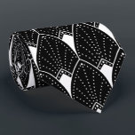 White Vintage Art Deco Pattern on Dark Grey Tie<br><div class="desc">This white vintage Art Deco pattern over a black background is an elegant tie you can wear to the office or out to an elegant dinner. The black background colour is a changeable colour to match your colours.</div>