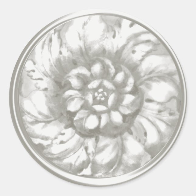 White Vintage Baroque Embossed Look Seal (Front)