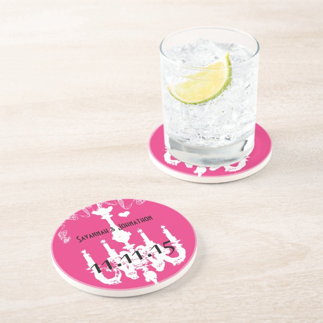 White Vintage Chandelier  Pink Coaster (Side)