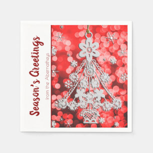 White Vintage Christmas Tree Ornament Template Napkin