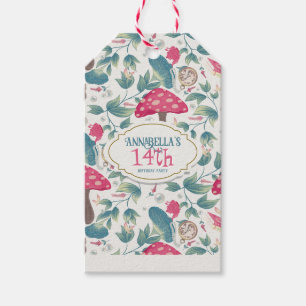 White Vintage Cottagecore Mushroom Birthday Gift Tags