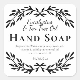 White Vintage Damask Homemade Liquid Hand Soap Square Sticker